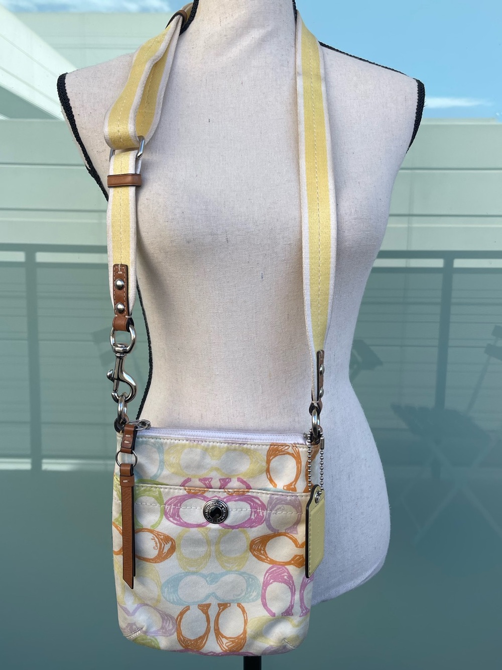 Coach Y2K Hamptons Scribble Signature Crossbody Swingpack Multicolor